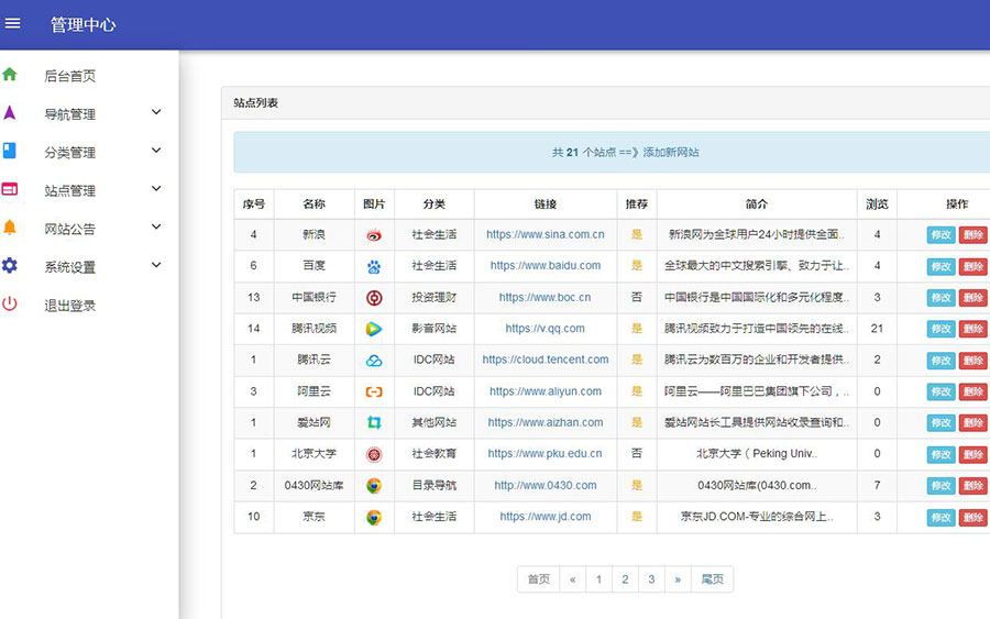 PHP开发的站长导航网源码修复版   带有安装说明