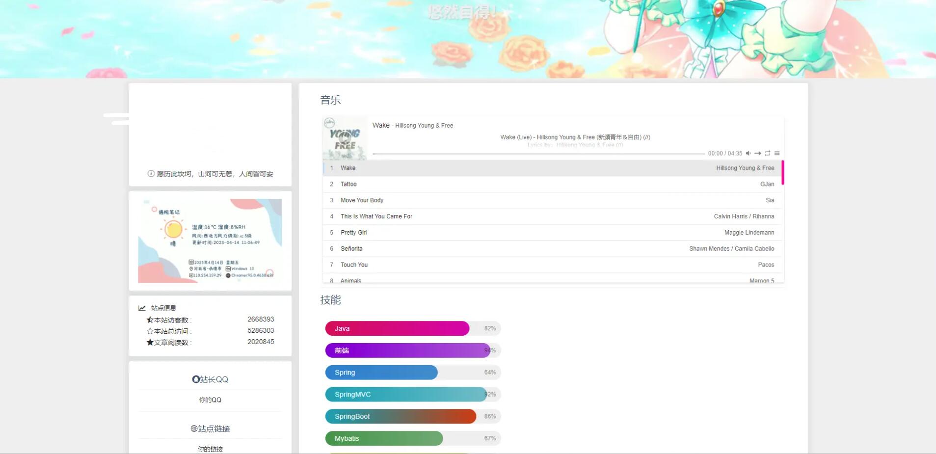 简洁可用 个人主页技能介绍HTML源码 个人简历HTML源码