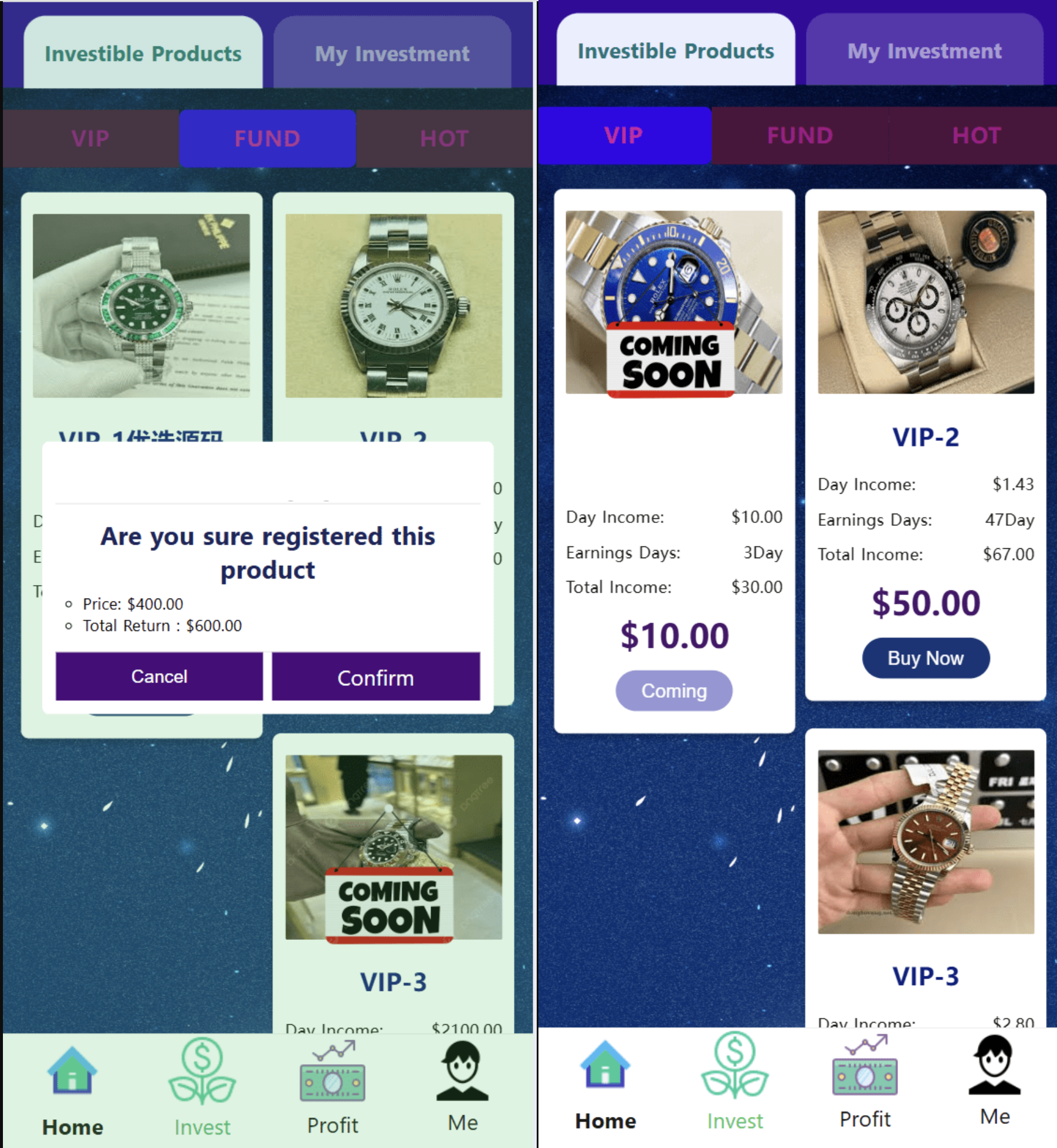 新UI/劳力士/奢侈品手表商城投资理财源码/投资理财系统源码