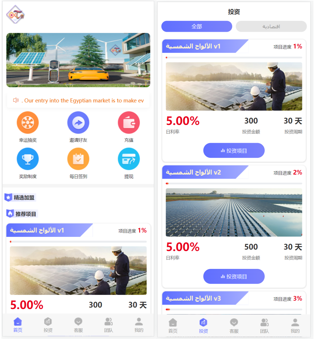 阿拉伯投资理财系统源码/海外投资众筹源码/带前端vue源码 此源码 已下架！