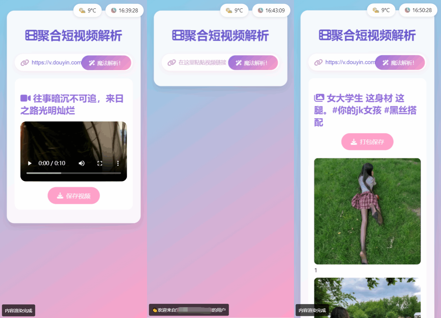 全新二次元聚合短视频解析去水印系统源码 支持自适应双端