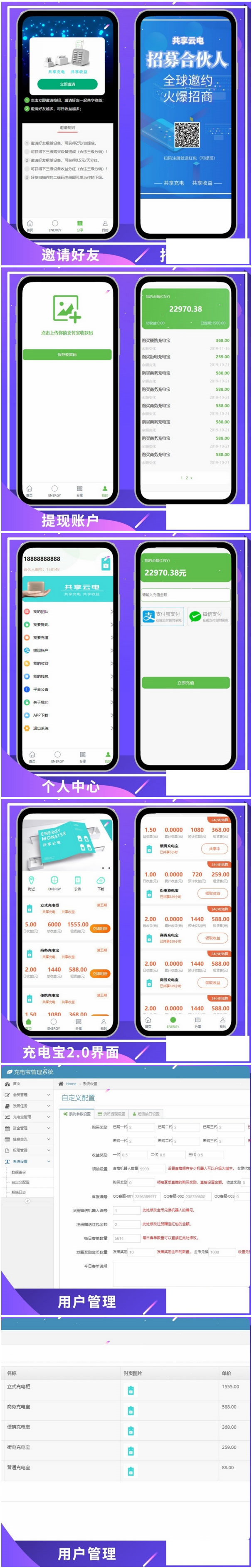 【共享充电宝2.0源码】2020最火的共享充电宝仿云海广告云点机器人挂机赚钱网站系统