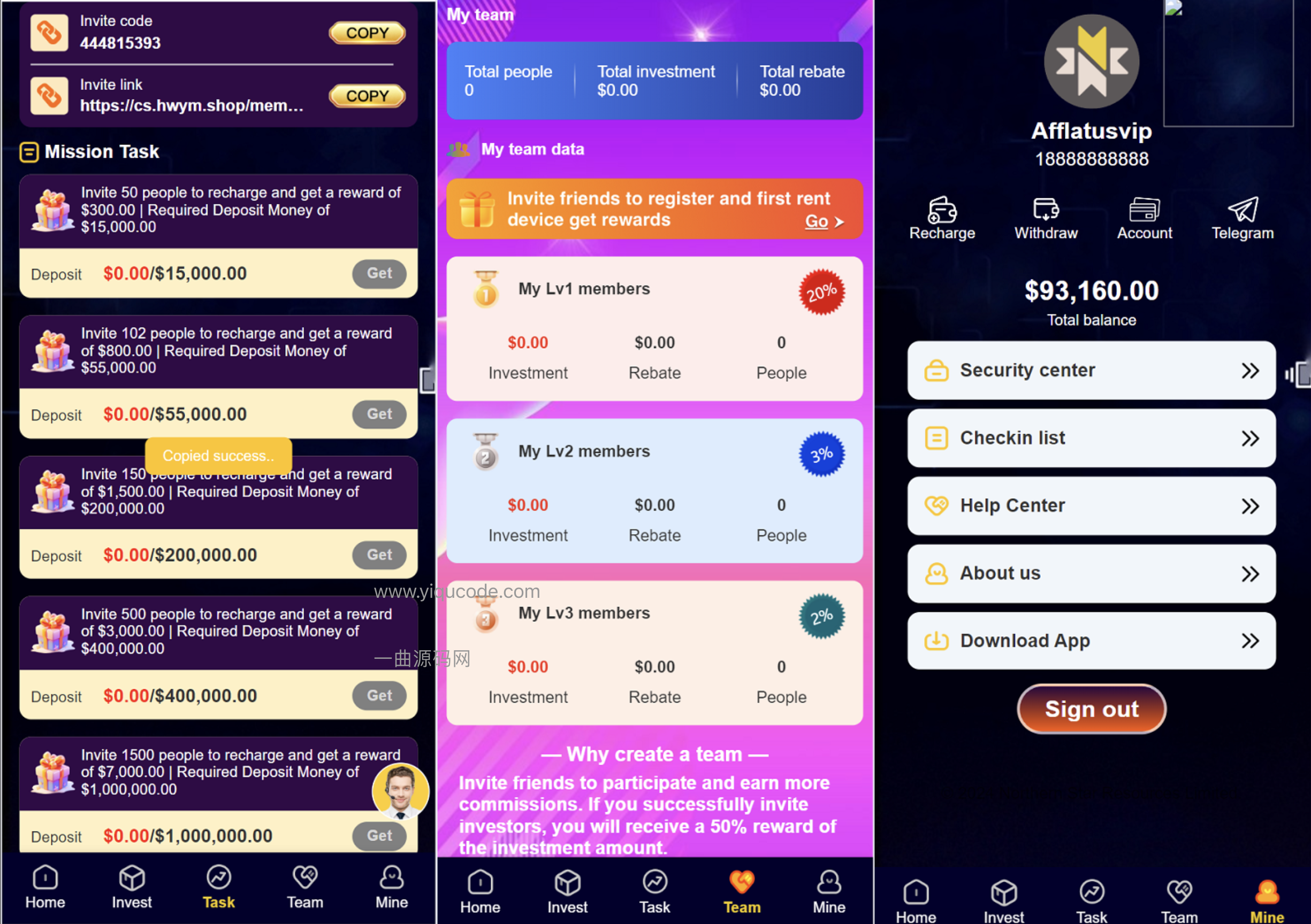 PHP海外矿物矿机理财投资源码/金融理财投资源码